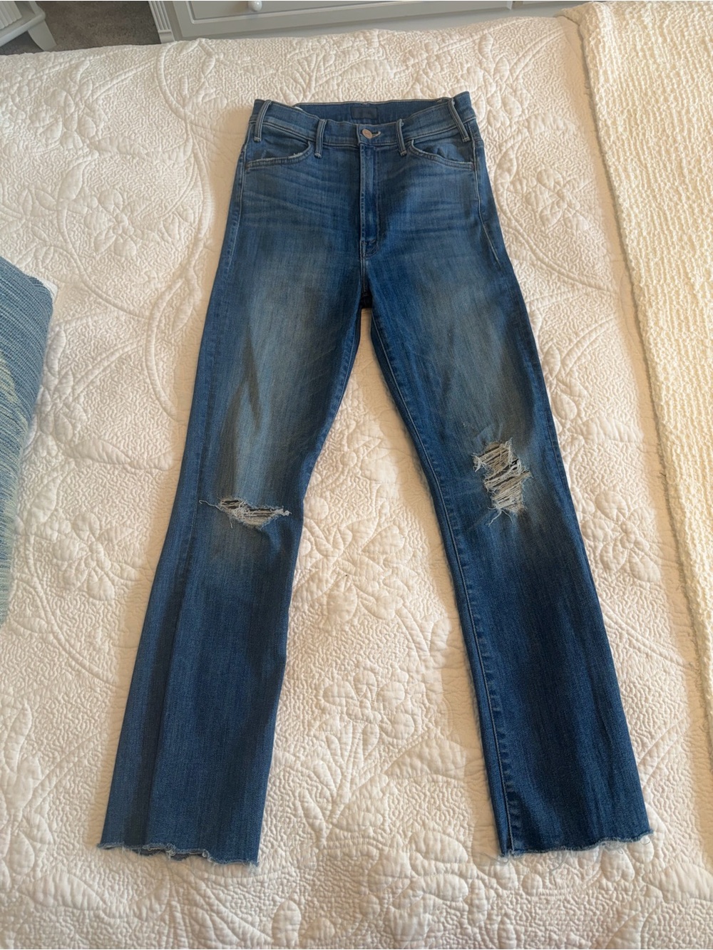 Women's Distressed Straight-Leg Jeans - Blue